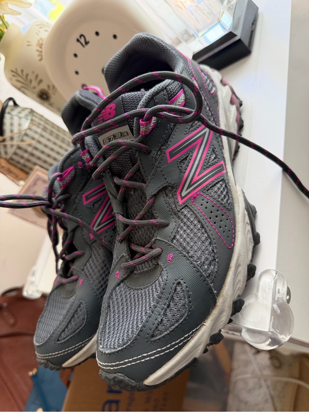 New Balance Women's Gray Sneakers with Pink Accents